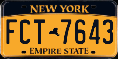 NY license plate FCT7643