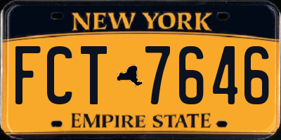 NY license plate FCT7646