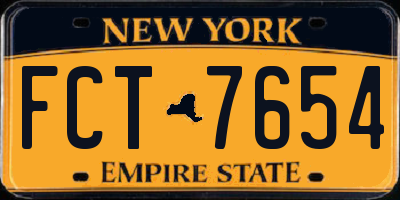 NY license plate FCT7654