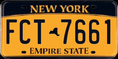 NY license plate FCT7661