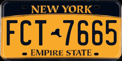NY license plate FCT7665