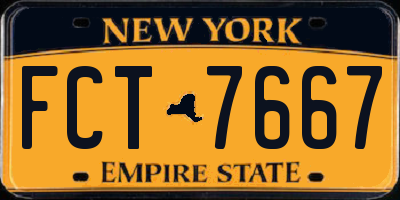 NY license plate FCT7667