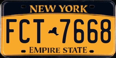 NY license plate FCT7668