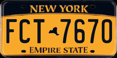 NY license plate FCT7670