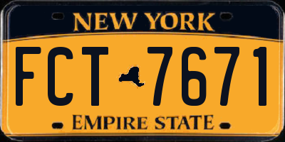 NY license plate FCT7671