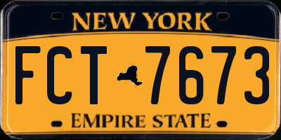 NY license plate FCT7673