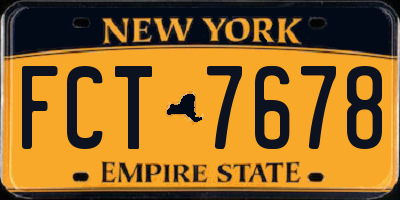 NY license plate FCT7678
