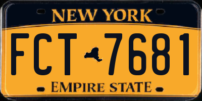 NY license plate FCT7681