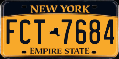 NY license plate FCT7684