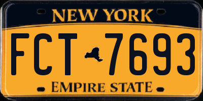 NY license plate FCT7693