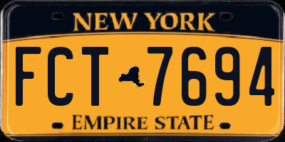NY license plate FCT7694