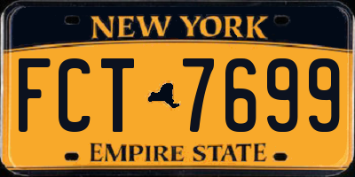 NY license plate FCT7699