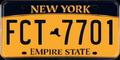 NY license plate FCT7701