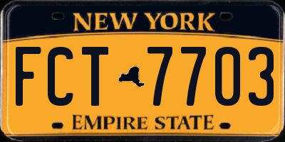 NY license plate FCT7703