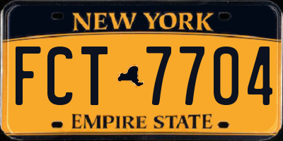 NY license plate FCT7704