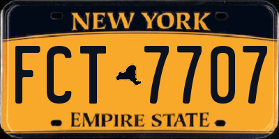 NY license plate FCT7707