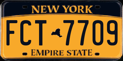 NY license plate FCT7709