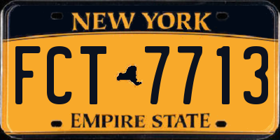 NY license plate FCT7713