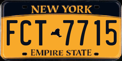 NY license plate FCT7715