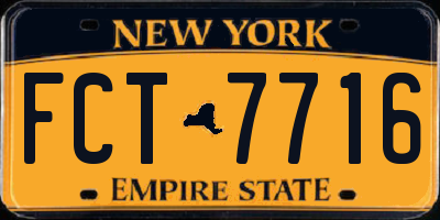 NY license plate FCT7716