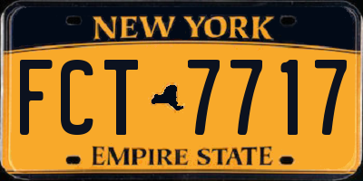 NY license plate FCT7717