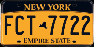 NY license plate FCT7722