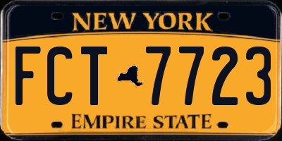 NY license plate FCT7723