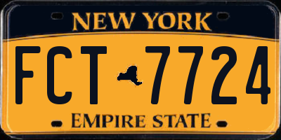 NY license plate FCT7724
