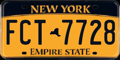 NY license plate FCT7728