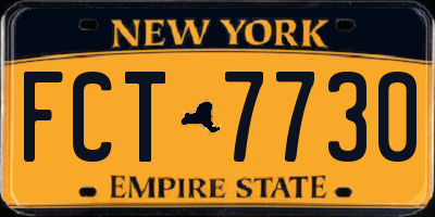 NY license plate FCT7730