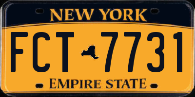 NY license plate FCT7731
