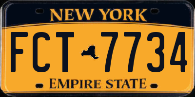 NY license plate FCT7734