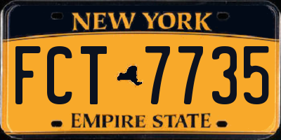 NY license plate FCT7735