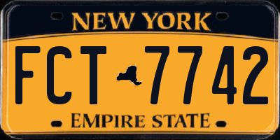 NY license plate FCT7742