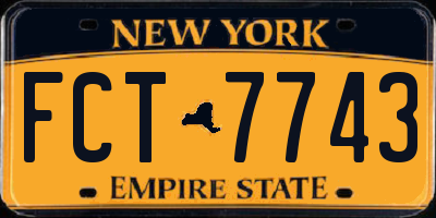 NY license plate FCT7743