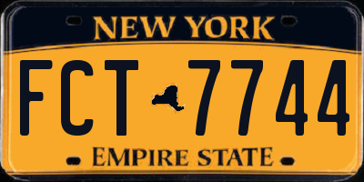 NY license plate FCT7744