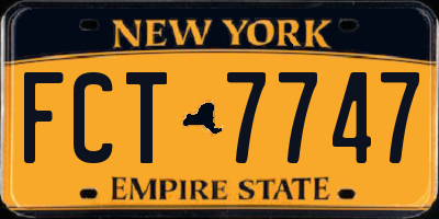 NY license plate FCT7747