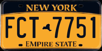 NY license plate FCT7751