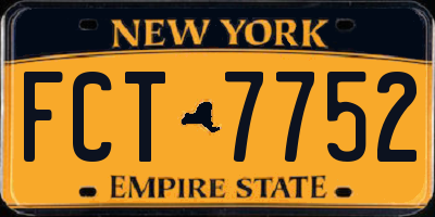 NY license plate FCT7752