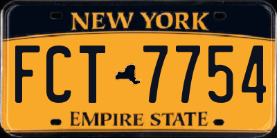 NY license plate FCT7754