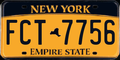 NY license plate FCT7756