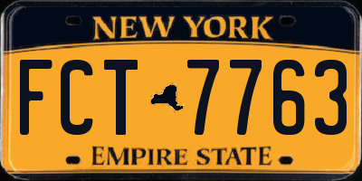 NY license plate FCT7763