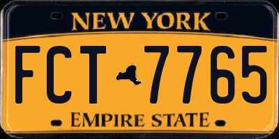NY license plate FCT7765