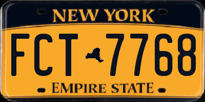 NY license plate FCT7768