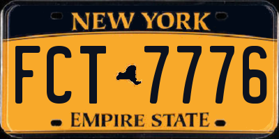 NY license plate FCT7776