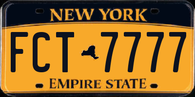 NY license plate FCT7777