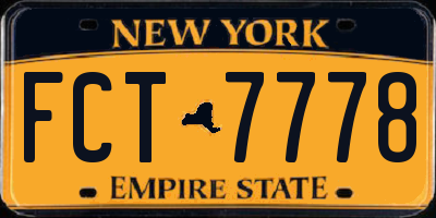 NY license plate FCT7778