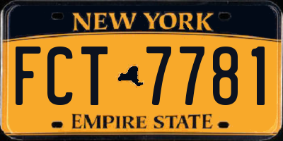 NY license plate FCT7781
