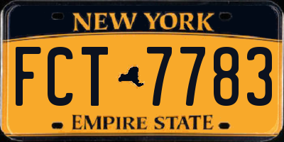 NY license plate FCT7783