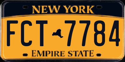 NY license plate FCT7784